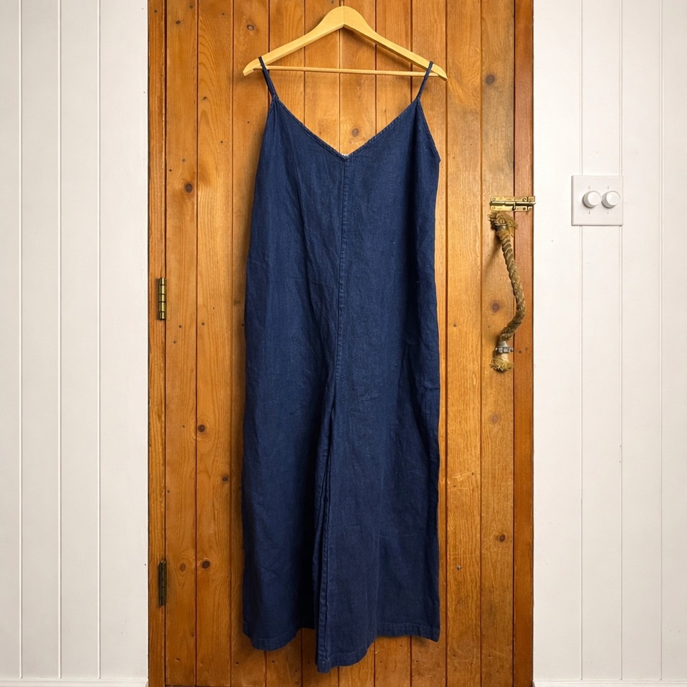 Ali Golden V-Neck Denim Jumpsuit in Women’s Size Medium